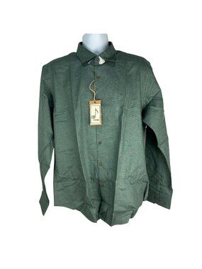 Stitch Note Mens Green Long-Sleeve Classic Collar Shirt L Egyptian Durable